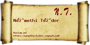Némethi Tódor névjegykártya